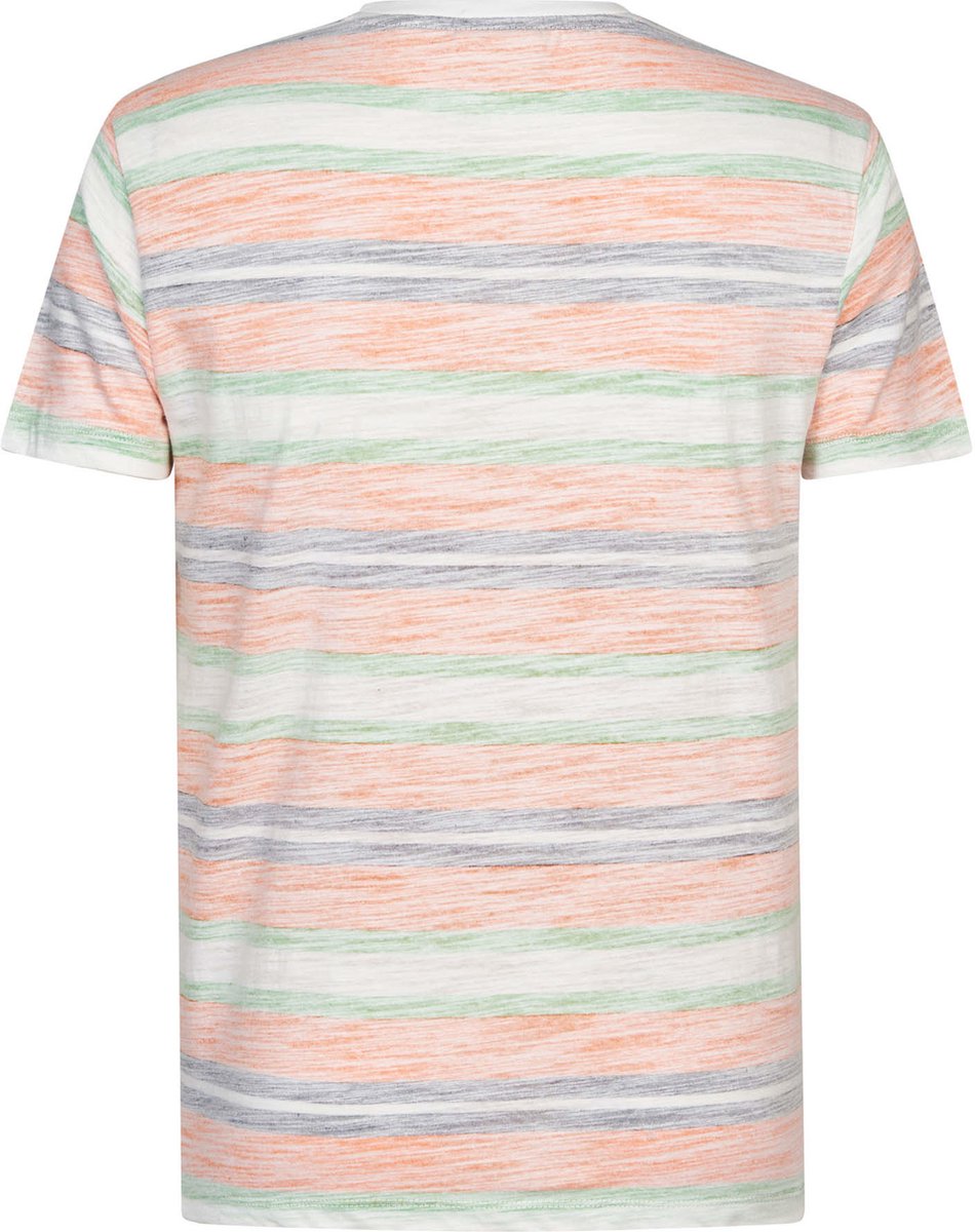Petrol Industries - Maat L  - Heren Gestreept T-shirt - Oranje
