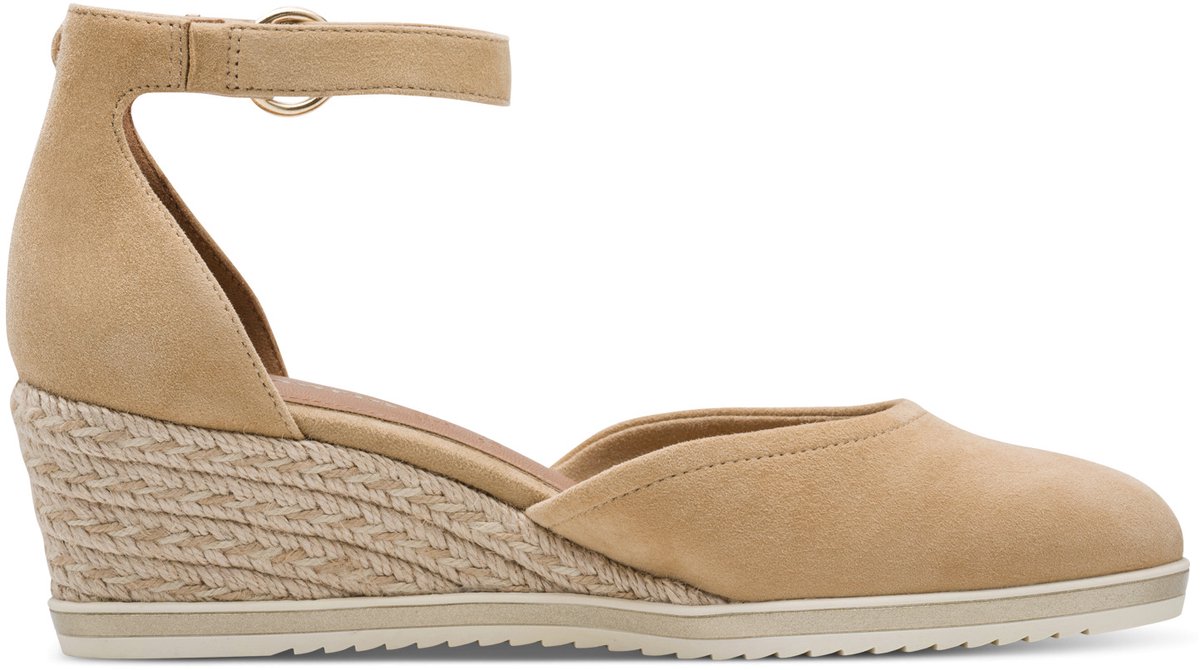 wedge, espadrille, ankle-strap, beige, suede