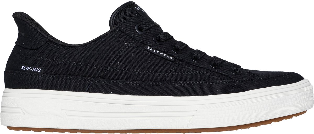 sneaker, canvas, zwart, platform, slip-ins