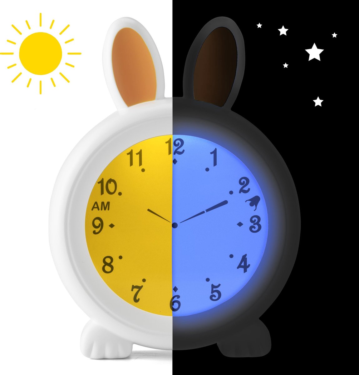 Alecto BC100BUNNY - Slaaptrainer - nachtlampje - wekker - konijn - White