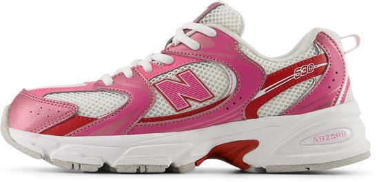 sneaker, roze kleur, mesh panelen, kruissynthetisch leer, demping-systeem