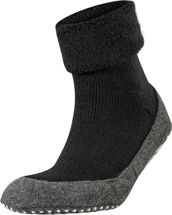 FALKE Cosyshoe - maat 37-38- antislip noppen merinowol huissokken pantoffels heren zwart