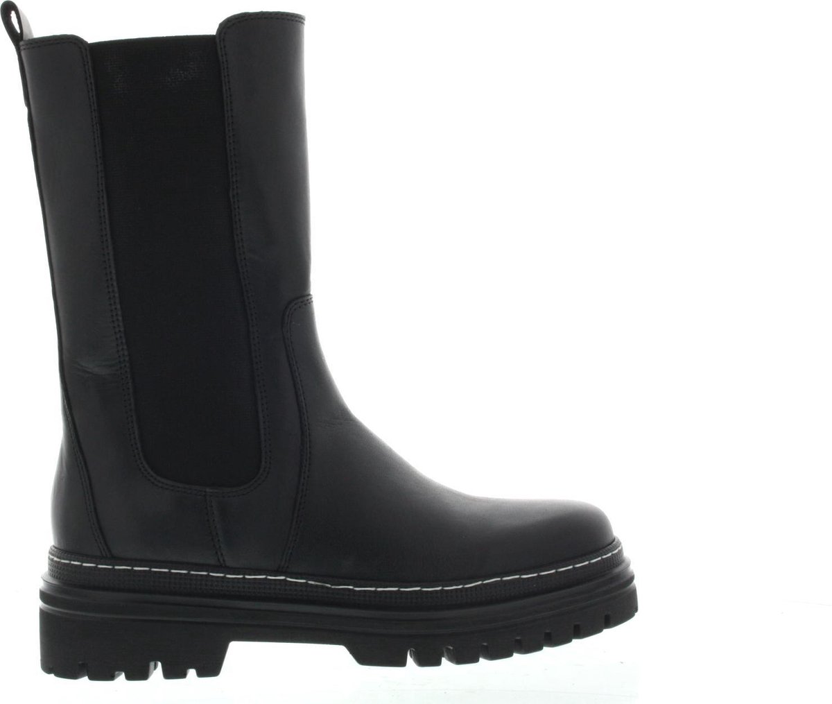 boot, rugged, zwart, middellang, platformschoen