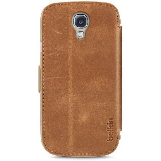 Premium Leather Folio - Coaster Tan voor Galaxy S4