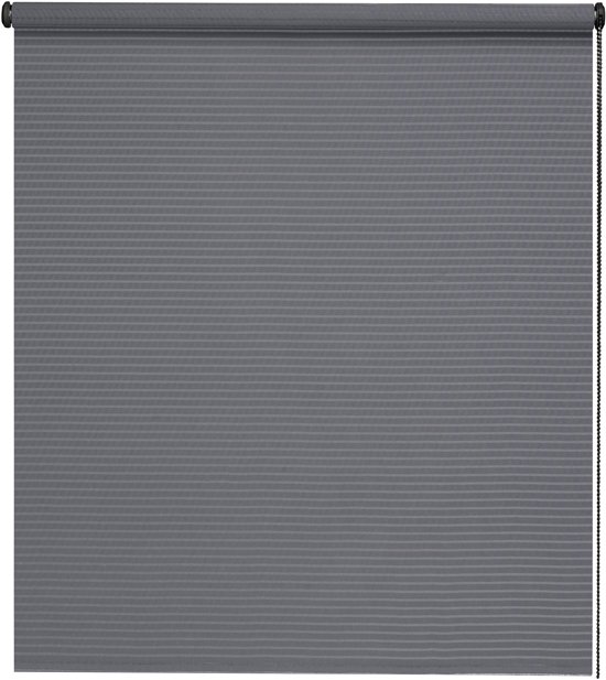 Intensions Lichtdoorlatend Rolgordijn Structuur Open Streep Smal Donkergrijs - 210x190 cm