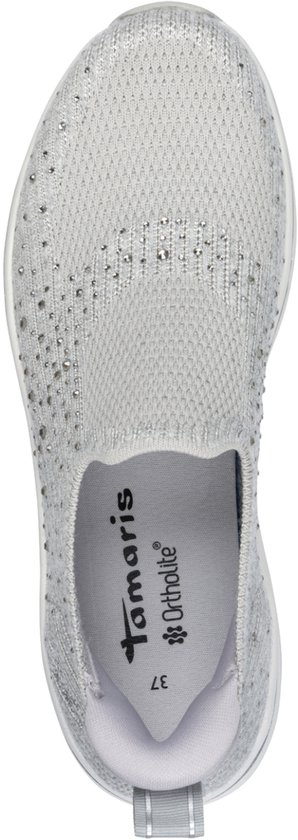 sports shoe, slip-on, knit, silver, glitter