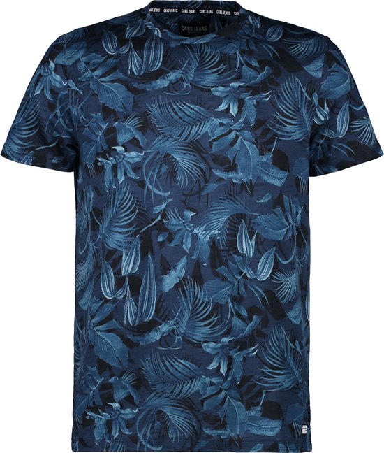 t-shirt, short sleeve, blue, pattern, leaf
