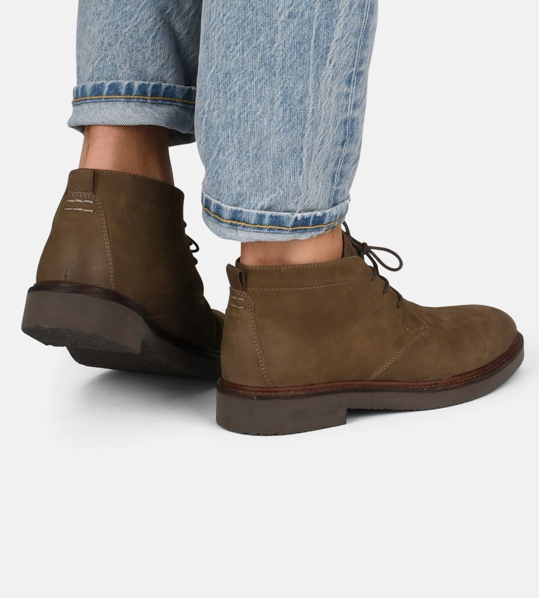 PS Poelman - maat 43- HUDSON Heren Hoge Veter Schoenen - Donker Taupe