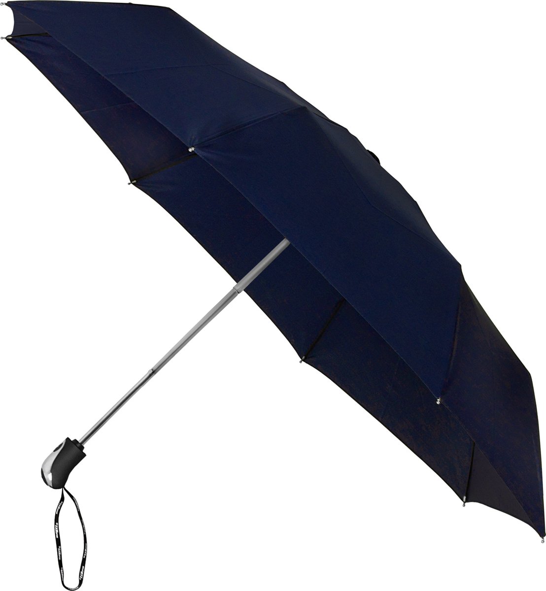 paraplu, navy, laag, handvat, strepen