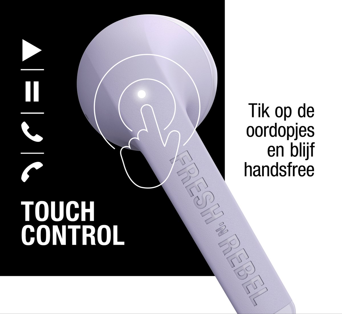 Fresh 'n Rebel Twins Core - True Wireless - 6 uur speelduur (30 uur in totaal) - Dreamy Lilac