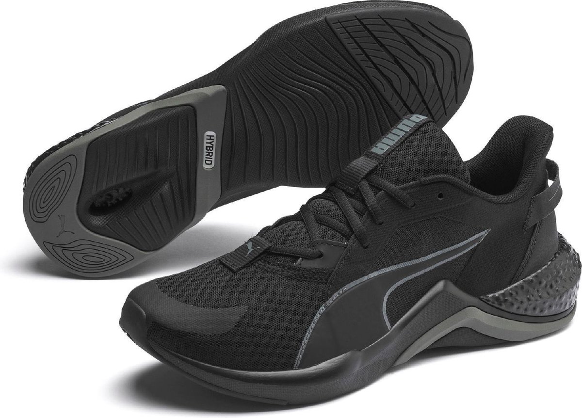 sneakers, zwart, mesh, rubberzolen, hybride