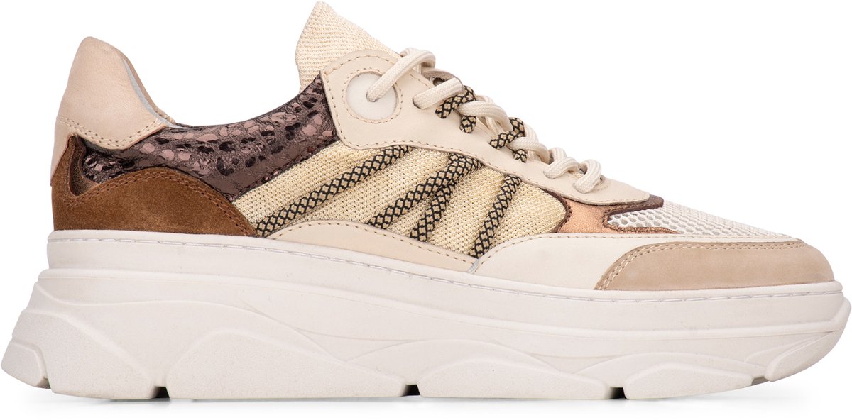 platformschoen, luxe sneaker, wedge sneaker, sportieve sneaker, sandkleurig