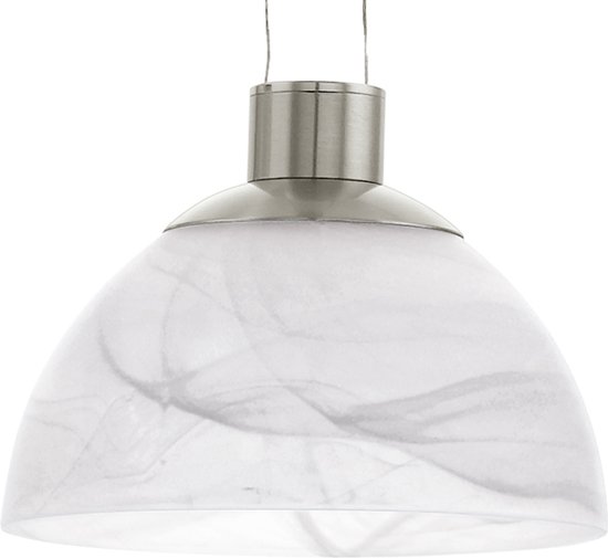 EGLO Montefio - Hanglamp - 1 Lichts - 185mm. - Nikkel-Mat - Alabaster Glas - Wit
