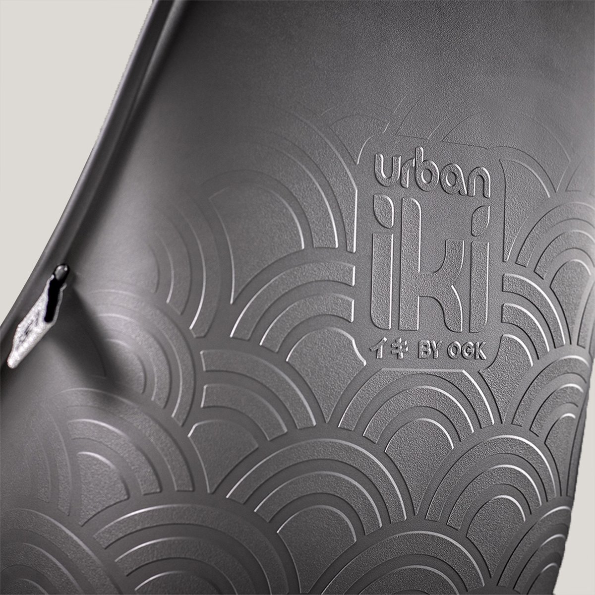 rugged pattern,  embossed logo,  metallic grey,  circular motif,  urban by ock