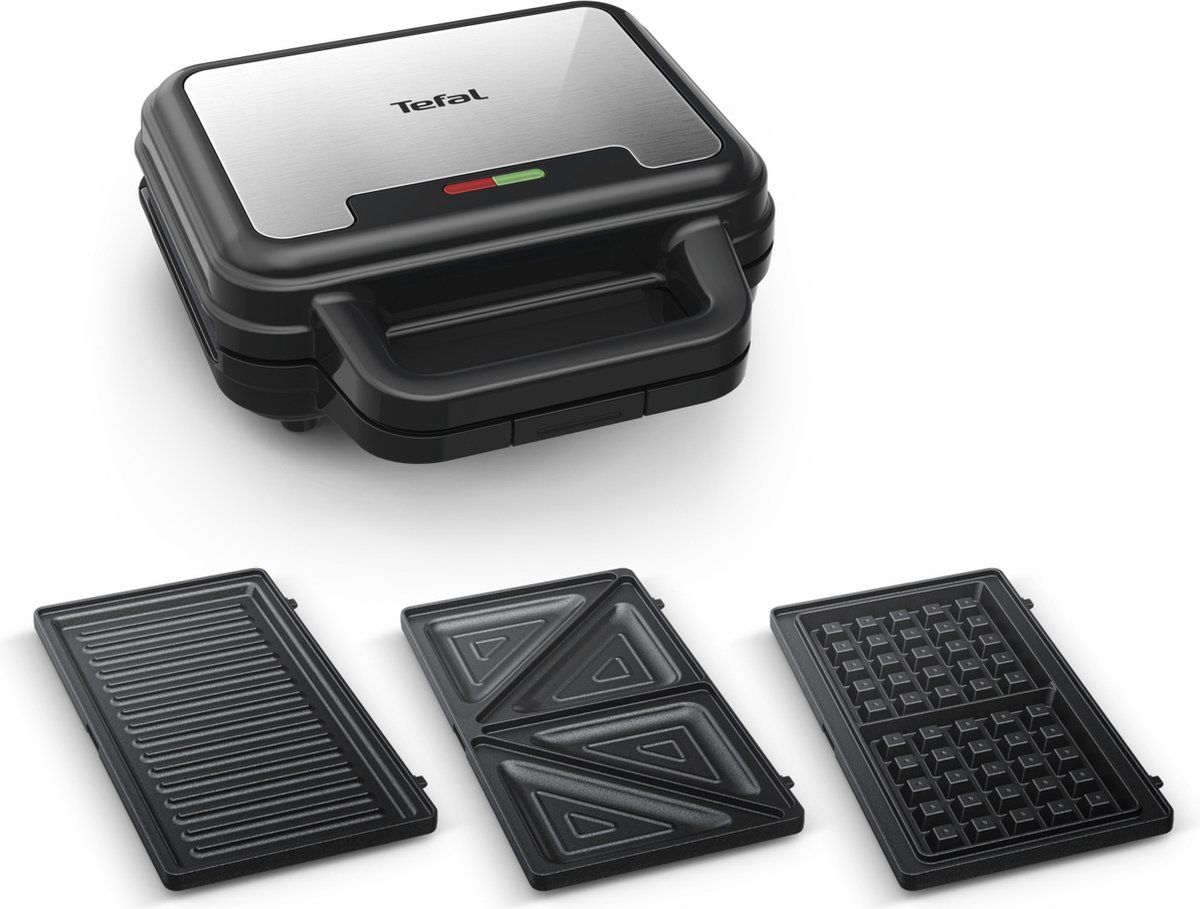 Tefal UltraCompact 3in1 SW383D Wafelijzer, Tosti-ijzer & Contactgrill - Verwisselbare platen - Anti-aanbaklaag - Verticaal Opbergen - 700W