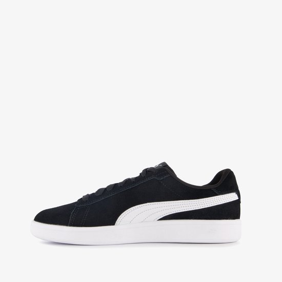 sneaker, zwarte, canvas, witte zool, laag model