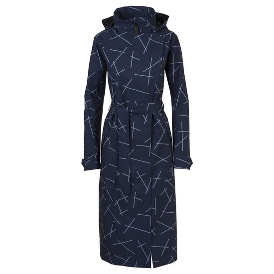 AGU URBAN OUTDOOR TRENCH COAT LONG WOMEN NAVY BLUE PRINT L