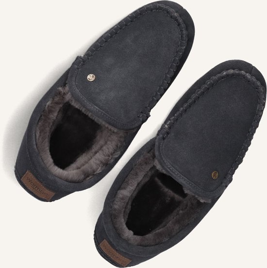 slippers, moccasins, faux-fur, home, navy