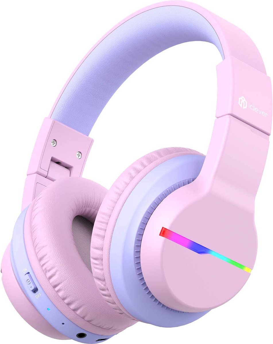 koptelefoon, hoofdtelefoon, over-ear, roze, kleurig LED-licht