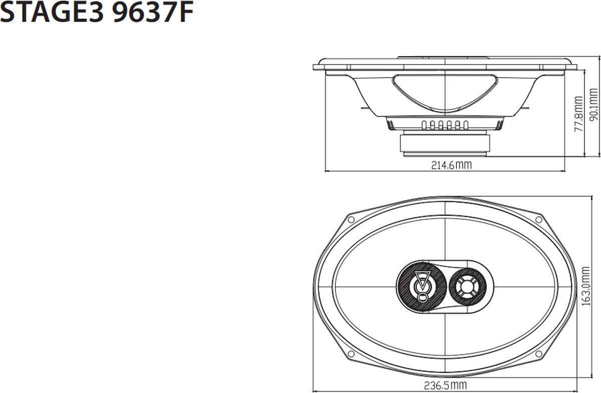 JBL Stage3 9637F - Autospeakers - 6 x 9” (152 x 230 mm) - 3-weg Coaxiaal - 375 Watt - Zonder Grill - Luidspreker set