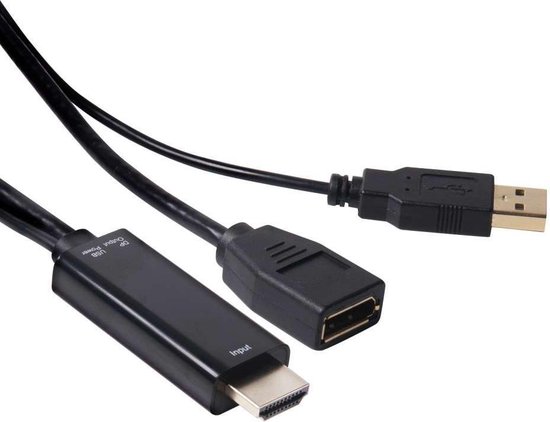 club3D CAC-2330 HDMI Adapter [1x HDMI-stekker - 1x DisplayPort bus] Zwart