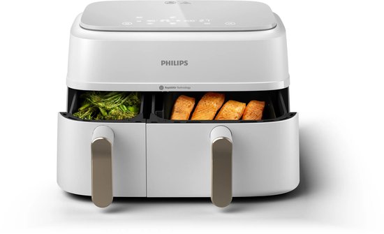 Philips 3000 series NA353/10 - Dual Basket Airfryer - 9L - 2750W - Zilver/Wit
