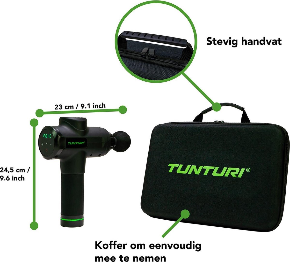 Tunturi Massage Gun - Oplaadbaar - Incl. 4 opzetstukken en koffer
