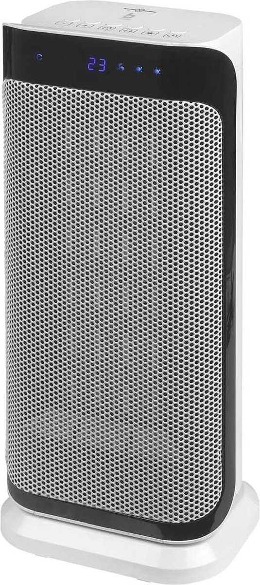 ruimteverwarmer, halogeenvorm, luchtbevochtiger, groot ventilator, grijs-wit metallic