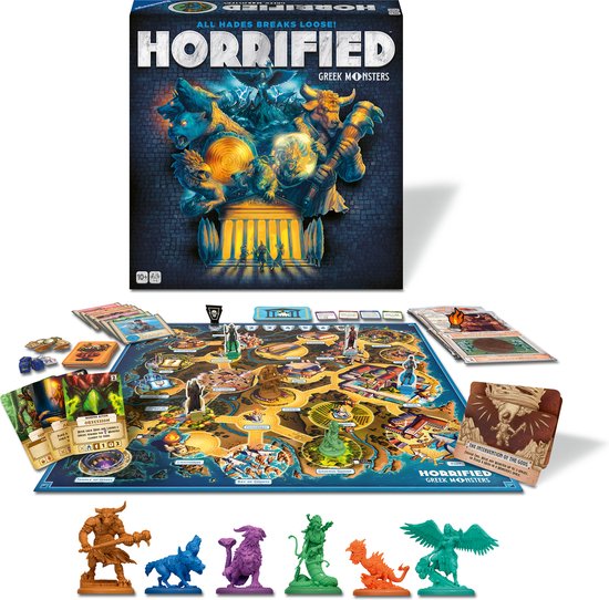 juego de mesa, tablero, figuras monstruos, peanas, cartas