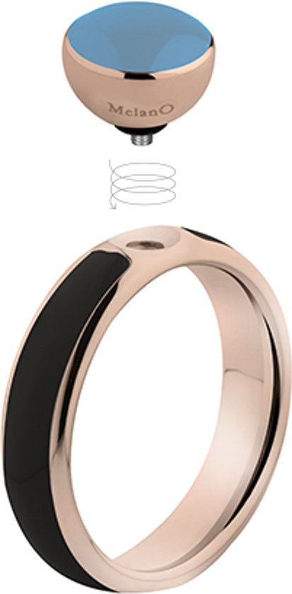 Melano Twisted Tracy resin ring - dames - rosegoldplated + taupe resin - Maat 18.75