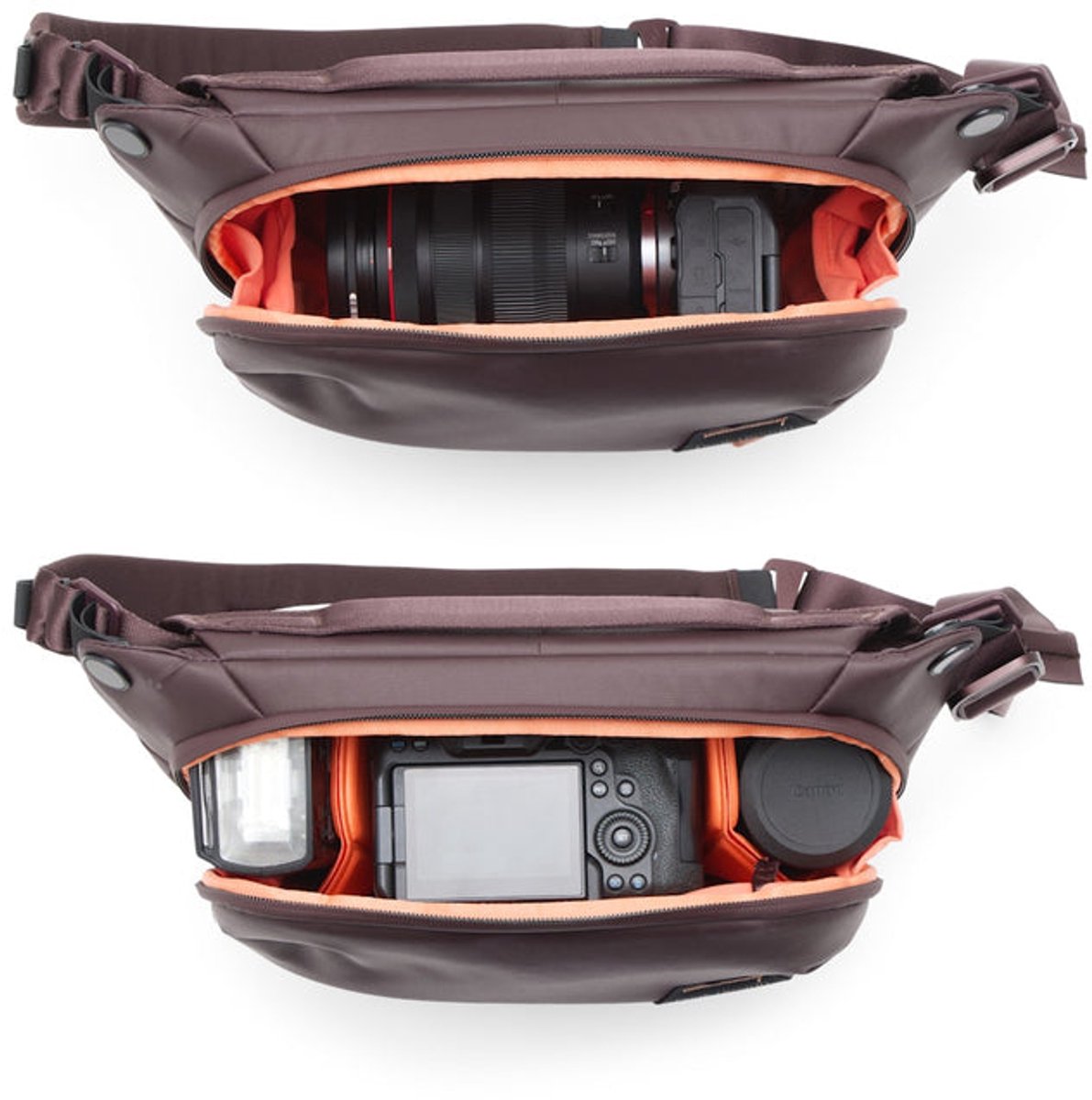 bag, camera bag, shoulder bag, brown, padded