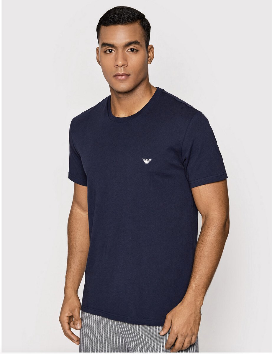 t-shirt, navy, short sleeve, logo, men