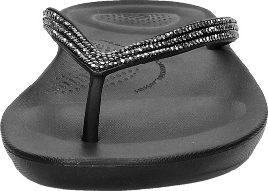 FitFlop IQUSHION - maat 40 - Dames Slippers - Zwart - Sparkle