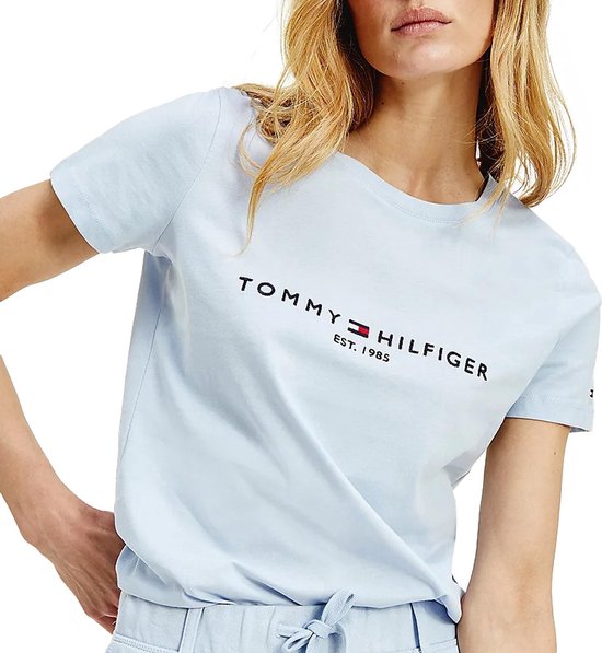 Tommy Hilfiger - Maat XXS - Regular Dames T-shirt - Lichtblauw
