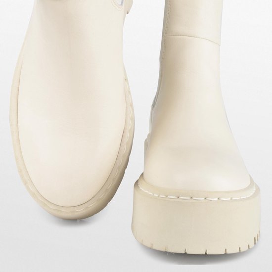 PS Poelman Kimmy Dames  - mt 40 - Leren Chunky Chelsea Enkellaarzen met Elastiek