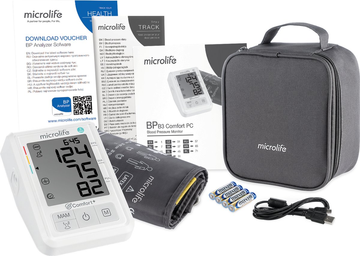 Microlife BP B3 Comfort PC - Bovenarm Bloeddrukmeter - Klinisch Gevalideerd - No. 1 merk bij huisart