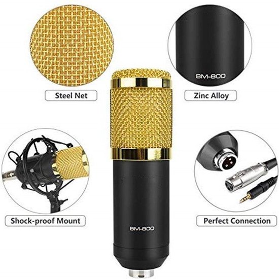 9 in 1 set Bm800 Microfoon Studio Condensator Mikrofon Mic Ktv Radio Zingen Computer Tiktok