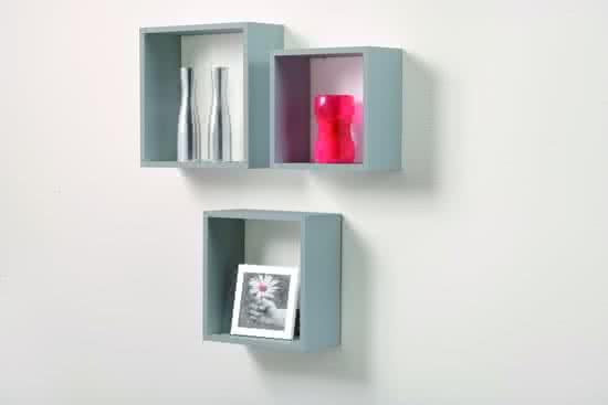 Koopjeshoek - Duraline Kubussen - Wandelement - Grijs - Spaanplaat - Set van 3