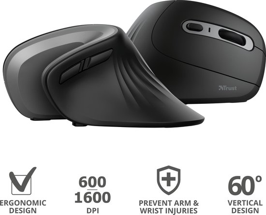 Trust Verro - Draadloze Muis - Ergonomisch - Zwart
