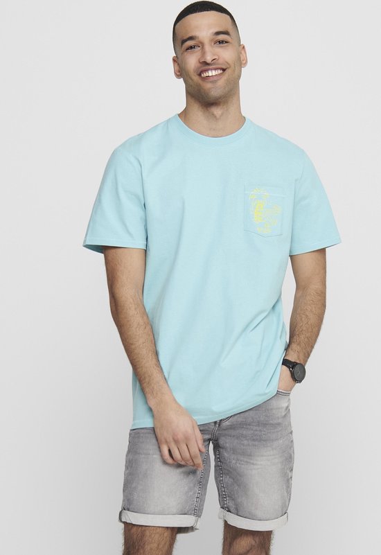 Only & Sons Ink Heren T-shirt - Blauw - Maat M