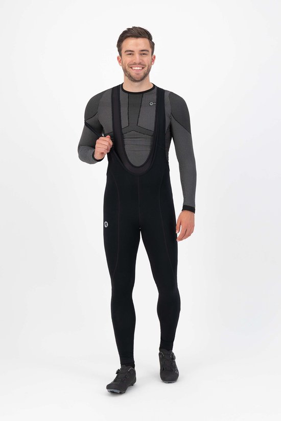 Rogelli Core Lange Fietsbroek Maat S Heren met Bretels - Zonder Zeem - Lange Wielrenbroek - Zwart -