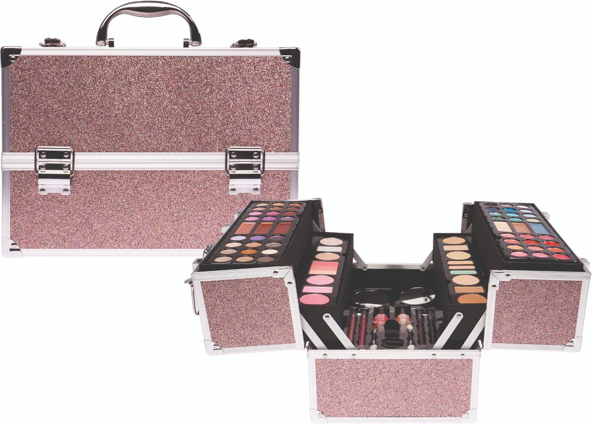 make-up-koffer, glitter-koffer, make-uptas, oogschaduw-palet, reis-accessoires