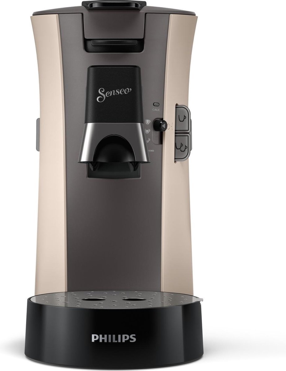 Philips Senseo Select Koffiepadmachine CSA240/30 - Keuze uit 1 of 2 Kopjes - Instelbare Intensiteit - Automatische Uitschakeling - Nougat en Kasjmiergrijs