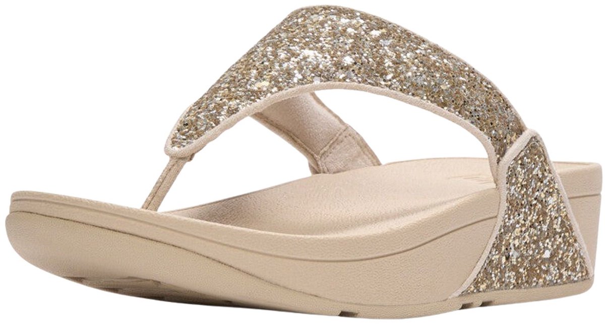 FitFlop - maat 40  - Lulu Multi-Tonal Glitter Toe-Post Sandals Dames Slippers - Metallic Beige