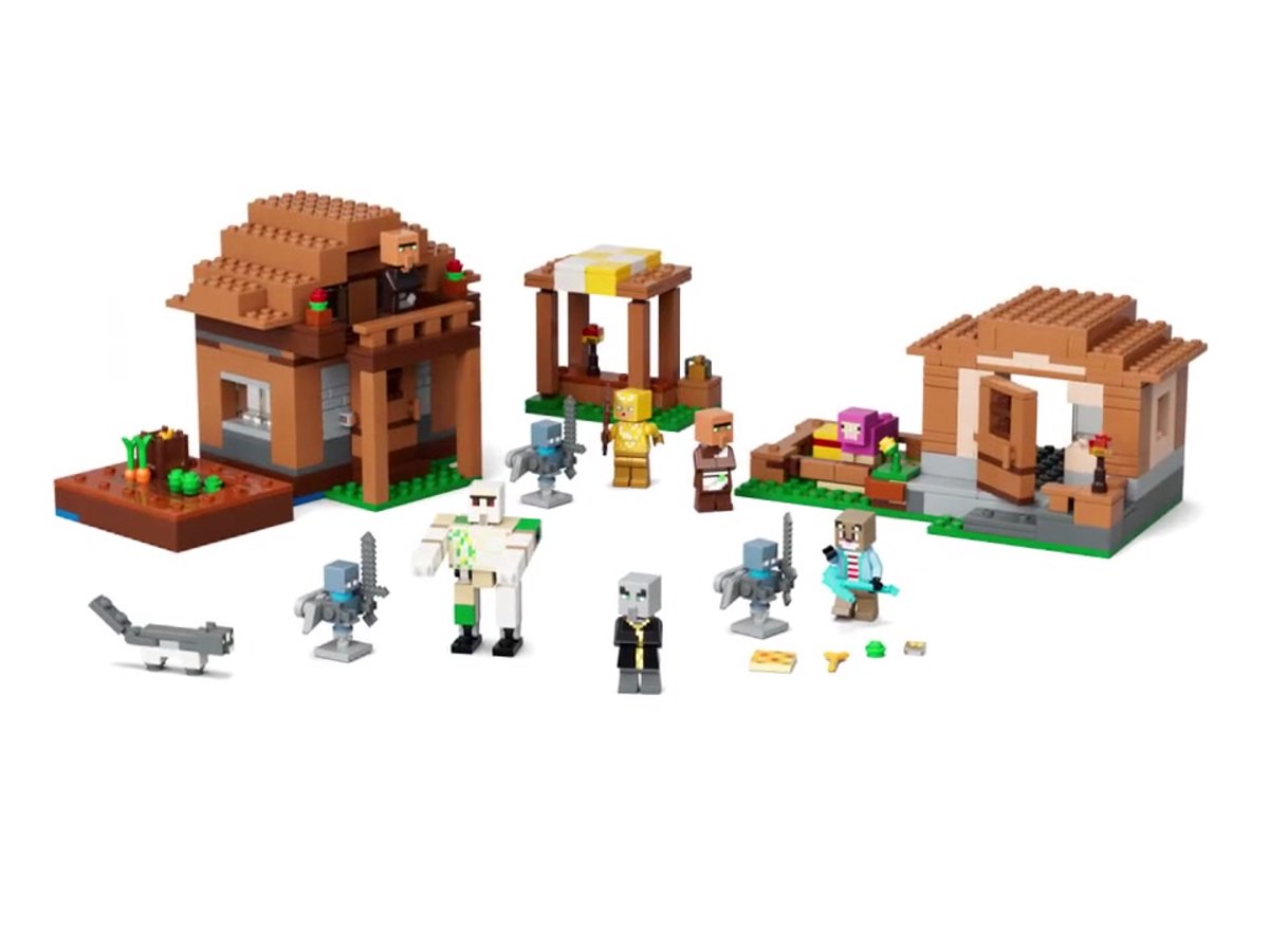 LEGO Minecraft Oproeper Dorpsaanval Speelgoed voor Kinderen met 11 Figuren uit de Videogame 21596