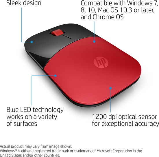 HP Z3700 - Draadloze muis - Rood