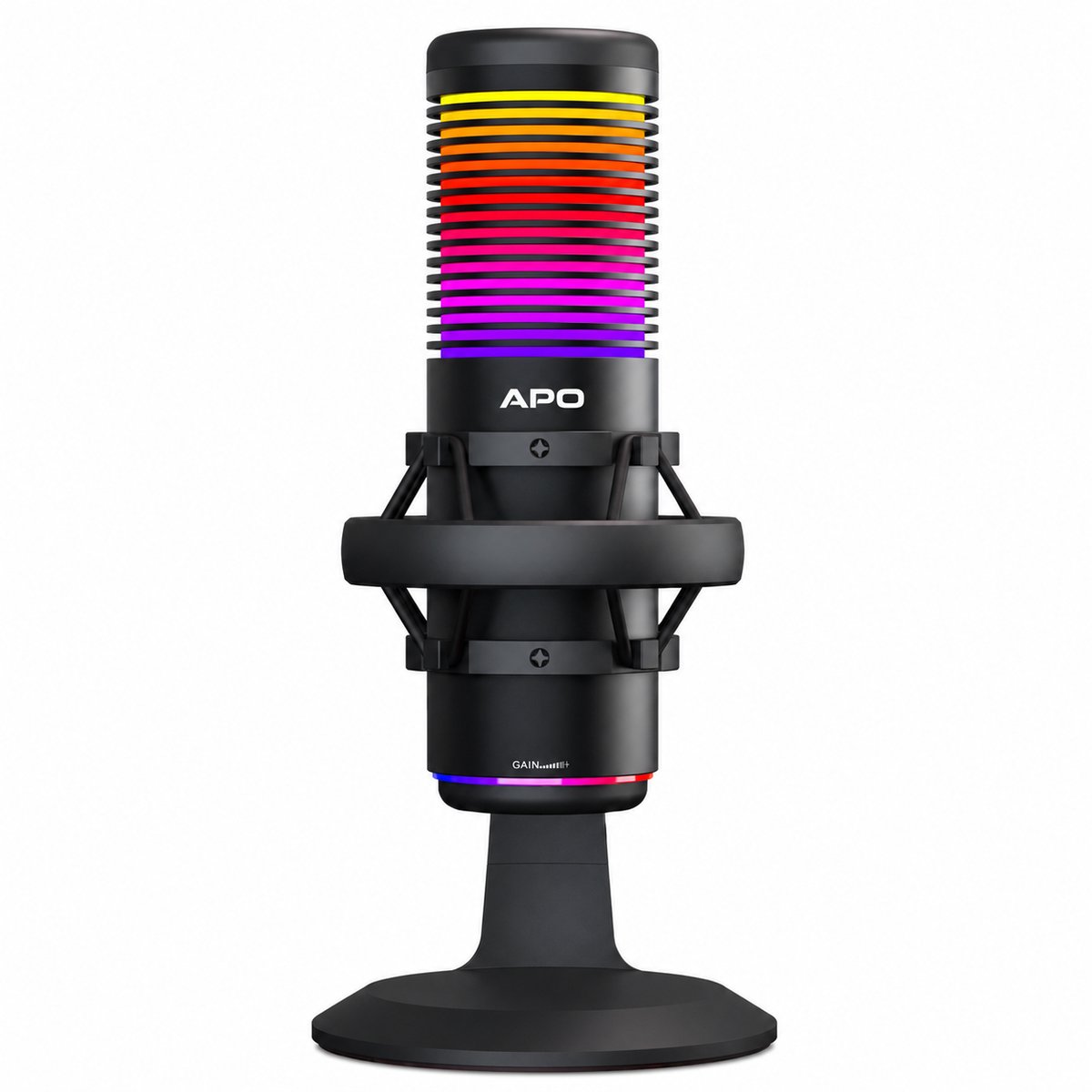 APO Electronics®- APO-1 - Professionele Gaming Microfoon / USB / RGB - Cardioïde Richting / Geschikt voor PS5 PS4 PC XBOX MAC - Voor Podcasts - Streaming - Opnames - Metalen Frame - Zwart