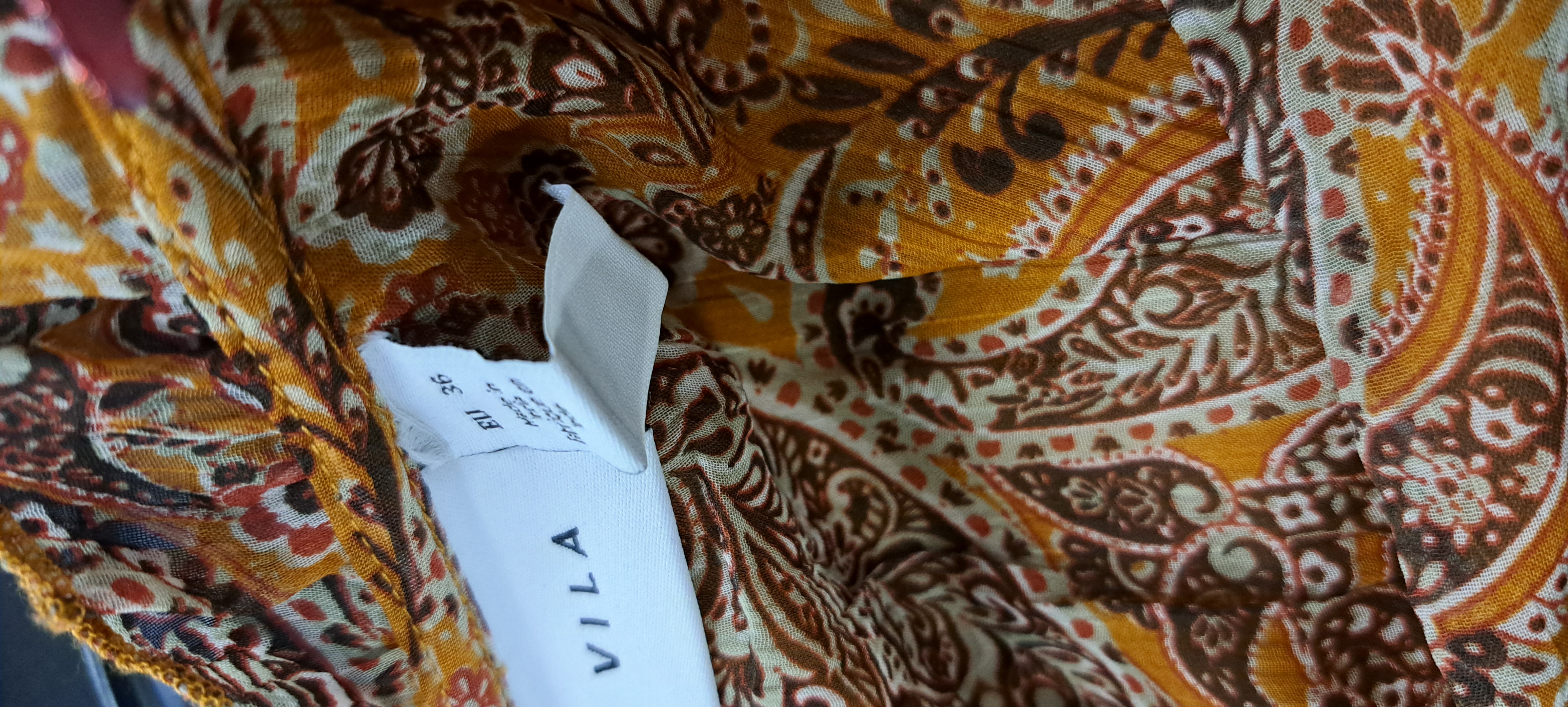 VILA - Maat 36 - VIFALIA PAISLEY L S SHORT DRESS SU LC Dames Jurk