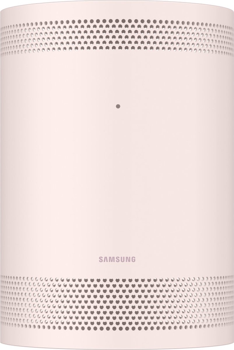 smart speaker, bluetooth speaker, perforated speaker, pink color, minimal design