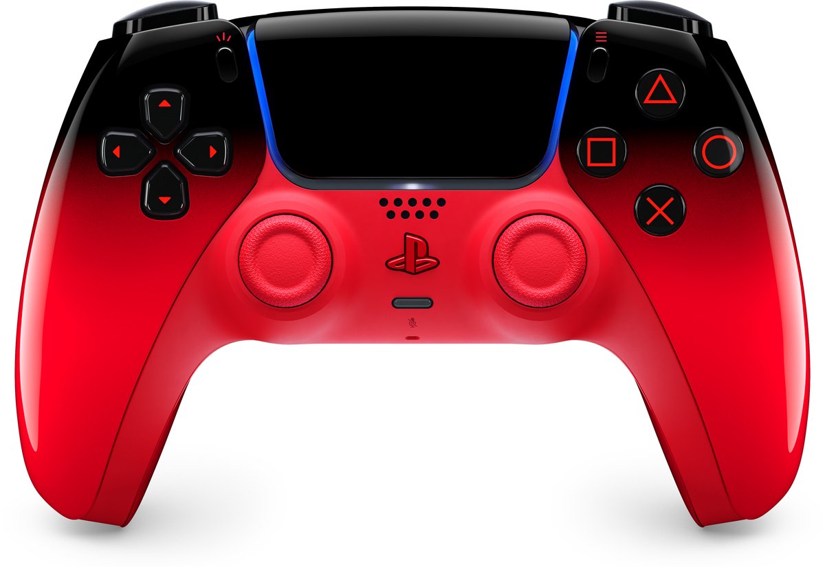 game controller, PlayStation, dualShock, red controller, buttons